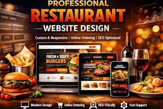 design a modern restaurant or cafe website with online menu and reservations