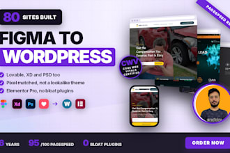 convert figma to wordpress, lovable to wordpress, xd or psd to elementor pro