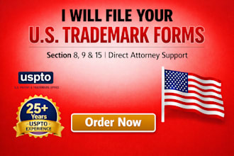file your uspto trademark section 8 form and renewal forms