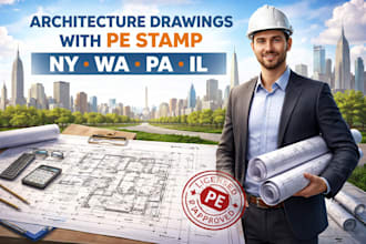do architecture drawings for new york washington pennsylvania illinois pe stamp