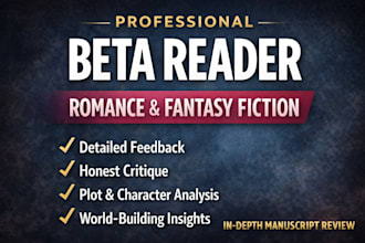 professional beta reader for romance and fantasy fiction