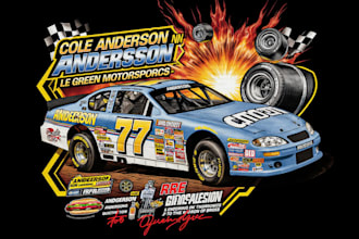 create custom racing car illustration for t shirt design