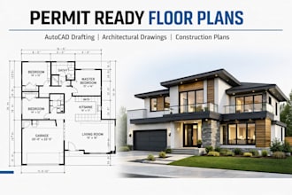 create residential permit ready architectural floor plans in autocad