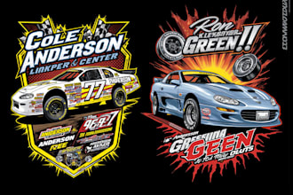 create a custom racing car illustration for t shirt design