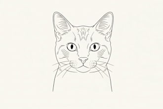 draw custom pet dog cat portrait into one line art drawing
