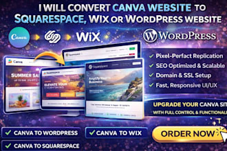convert canva website to wix website squarespace website wordpress website