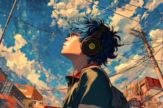 draw stunning anime album cover for your spotify song