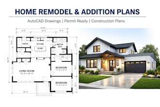 design architectural plans for home addition and remodel, floor plan, 3d drawing