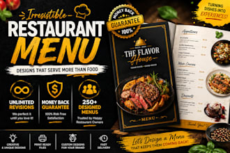 design an elegant restaurant menu or digital menu for screens