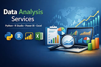do data analysis using python, r studio, power bi, excel