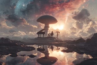 design a dreamy surreal or fantasy music cover