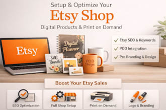 setup etsy shop optimize etsy digital products print on demand etsy shop pod