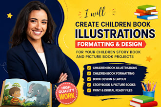 create children book illustrations formatting and amazon KDP publishing support