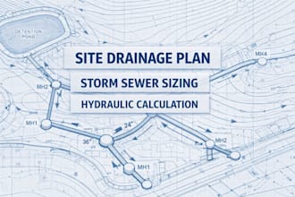site drainage plan  storm sewer sizing  hydraulic calculation