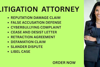 assist with defamation defense, cyberbullying, libel and reputation damage cases