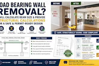 calculate beam size provide structural calculations load bearing wall remover
