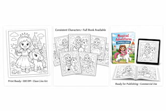 do children coloring book illustration for kids with ai