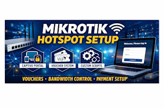 set up professional mikrotik hotspot with custom captive portal and user