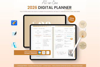 etsy digital planner, hyperlinked planner, etsy digital product, digital planner