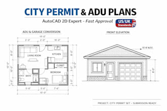create city permit drawings, adu plans and architectural floor plan in autocad