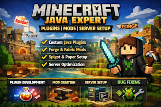 create minecraft java plugin, mod, spigot, paper, forge, fabric server