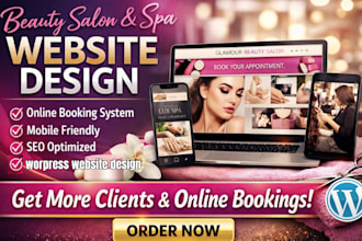 build wordpress beauty salon website, skincare, spa,hair, nail extension website