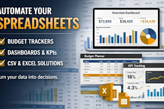 create automate google excel csv spreadsheet dashboard, csv excel budget planner