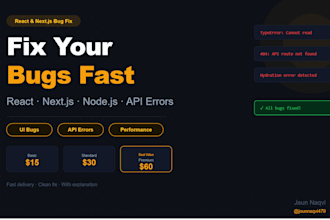 fix react nextjs or nodejs bugs and errors fast