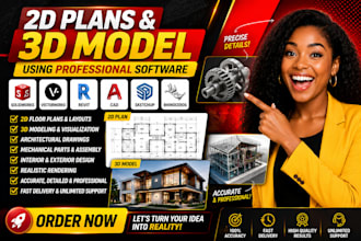 2d plans and 3d model using solidworks  vectorworks revit cad sketchup rhinocero