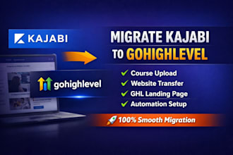 migrate online course, kajabi website to gohighlevel course upload, ghl landing