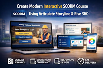 create modern interactive scorm course using articulate storyline or rise 360