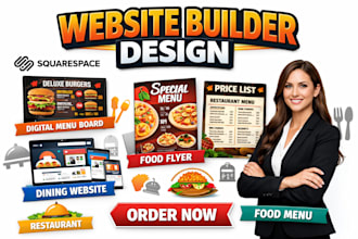 design squarespace restaurant food flyer digital food menu board dining website