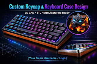 design custom keycaps and mechanical keyboard case enclosure 3d cad model