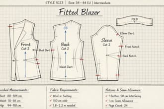 create custom sewing pattern with sewing instruction and seamless layout