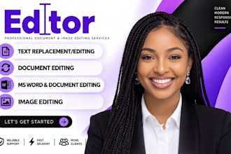text replace, image editing and text edits in documents