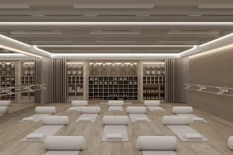 do 3d private hot yoga pilates design, gym facilities center, martial art, spa