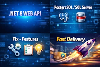 build or fix a dot net core 8 9 web API with postgresql mysql sqlserver