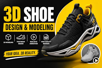 create custom 3d shoe design and modeling, 3d footwear design, 3d sneakers