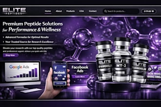 setup peptide google ads, facebook ads, peptide social pages