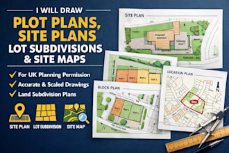 draw site plan, plot plan, lot subdivision and site map for city permit approval
