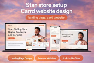 stan store setup carrd website design, landing page, card website