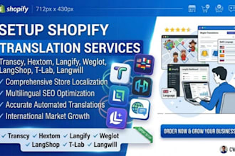 setup shopify translation transcy hextom langify weglot langshop t lab langwill