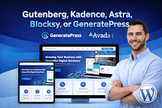 design gutenberg wordpress website with gutenberg blocks, generatepress, kadence