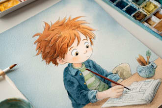 draw watercolor style book illustrations in digital
