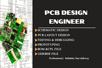 design professional pcb design, pcb layout, schematic with gerber, bom files