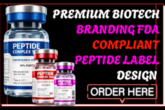 design fda compliant peptide vial and supplement label with premium pharma brand