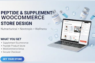 design peptide supplement nutraceutical and nootropic store using woocommerce