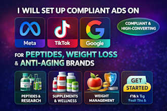 set up compliant ads on meta tiktok for peptides weight loss anti aging brands