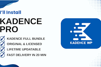 install and set up kadence pro theme and kadence blocks
