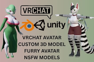 do custom vrchat avatar, anime vrc avatar, furry nsfw 3d vtuber character model
